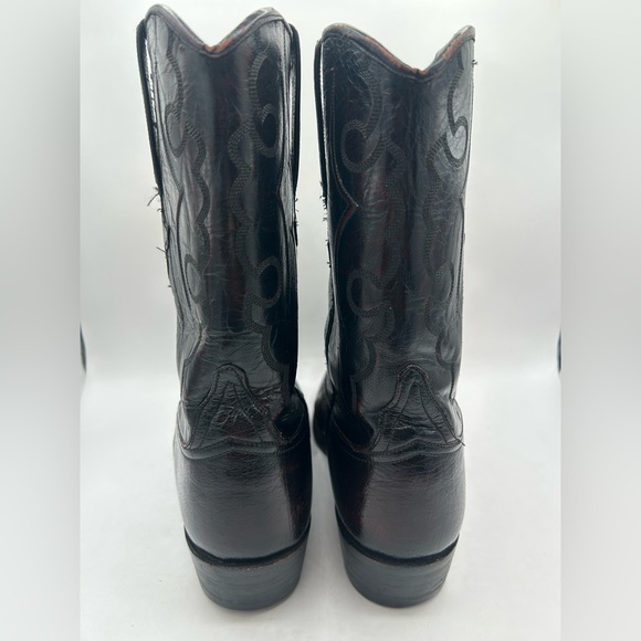 Lucchese L3653 vintage exotic Leather cowboy boot Cherry black Western M 8.5 - Picture 12 of 17